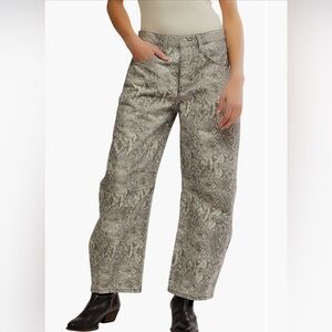 Free People Barrel Snake Print Wide-Leg jeans